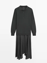 Contrast knit polo dress