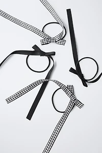 FOUR-PACK OF GINGHAM BOW HAIR TIES