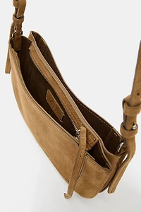 DOUBLE POCKET SPLIT LEATHER CROSSBODY BAG