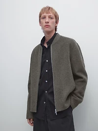 Wool blend bomber jacket