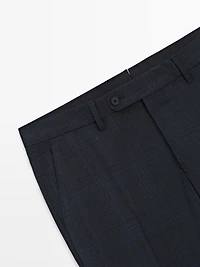 Cool wool blend check suit trousers