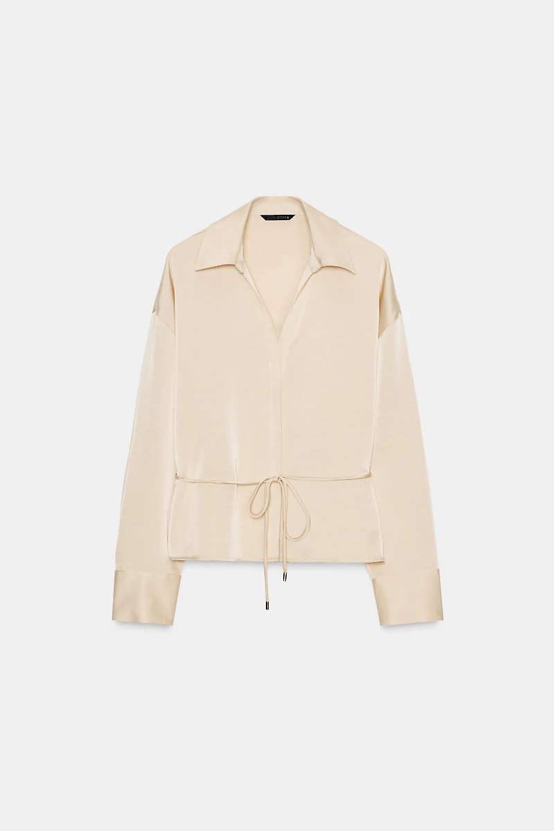 SATIN EFFECT BLOUSE WITH THIN BELT