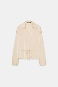 SATIN EFFECT BLOUSE WITH THIN BELT