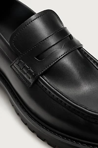 LEATHER TRACK PENNY LOAFERS