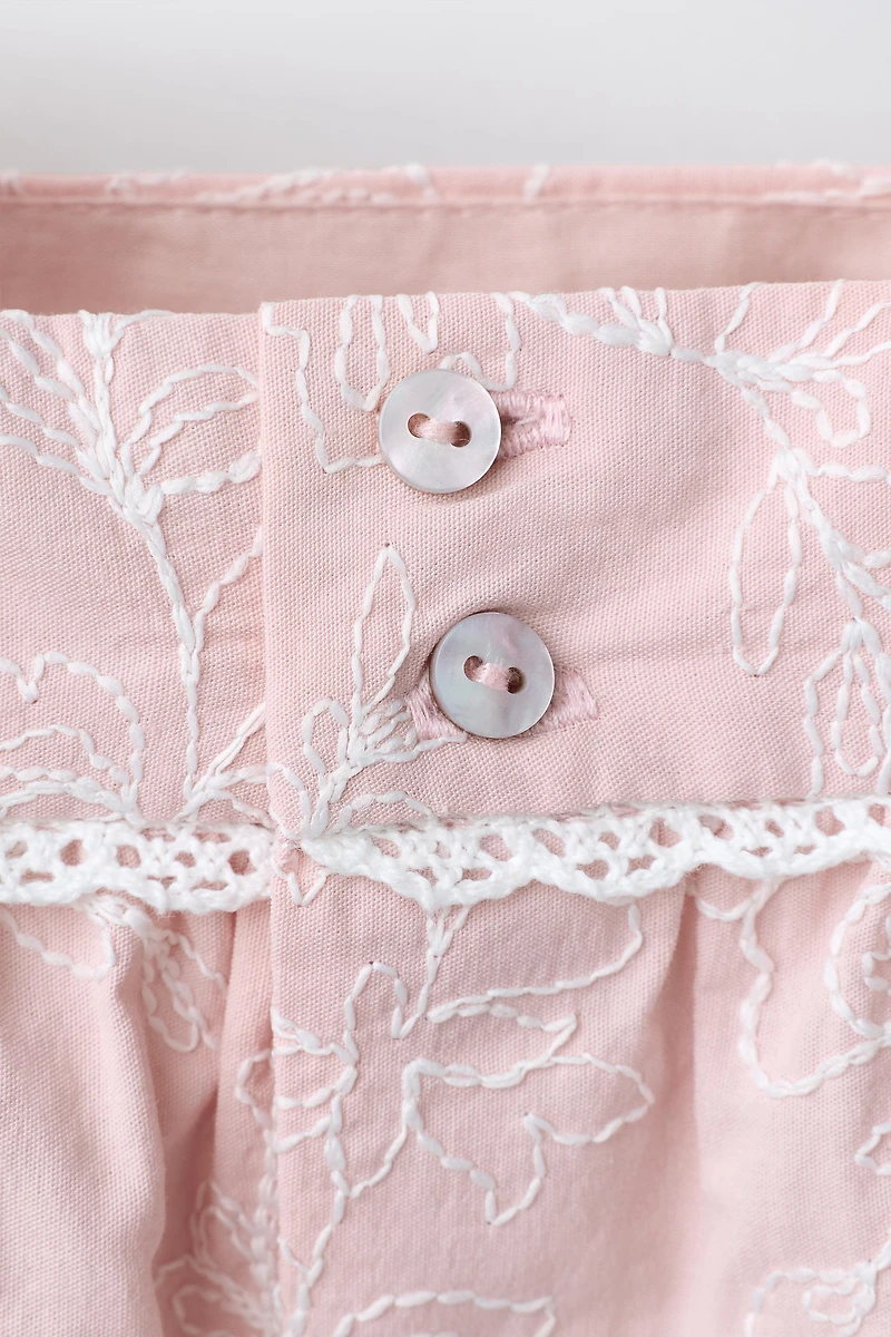 EMBROIDERED LACE SHIRT AND BLOOMERS SET
