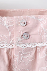 EMBROIDERED LACE SHIRT AND BLOOMERS SET