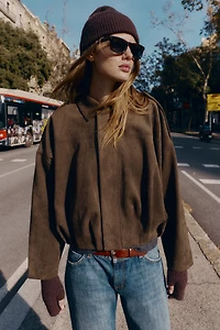 SUEDE EFFECT BOMBER JACKET