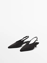 Split leather high-heel slingback shoes