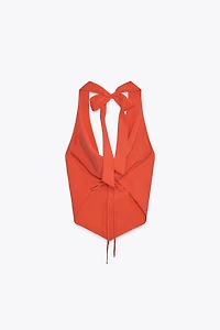 FLOWY DRAPED HALTER TOP