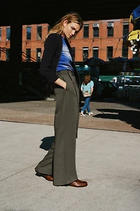 PLEATED BELTED PANTS
