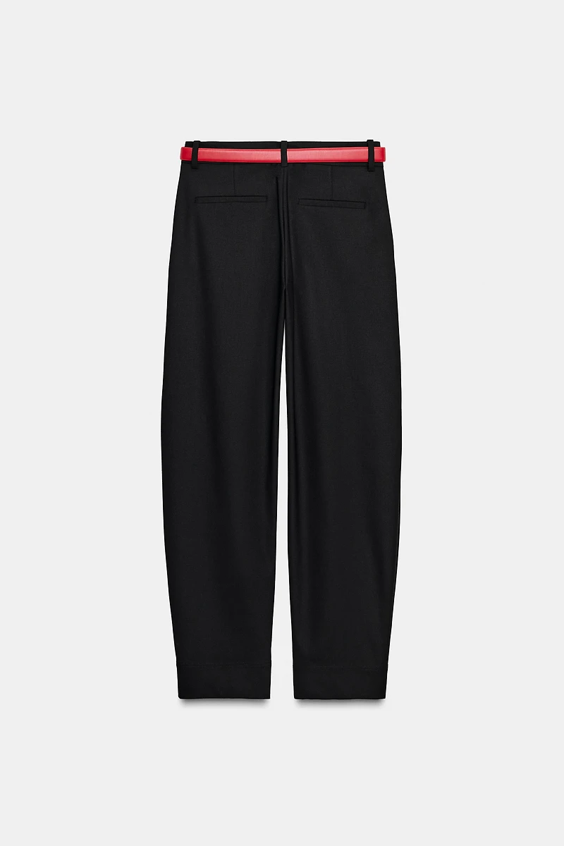 STRAIGHT LEG BELTED PANTS