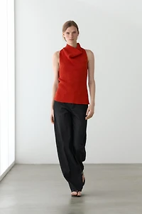Cotton top with cowl neckline