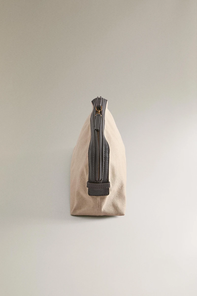 CANVAS LEATHER TOILETRY BAG