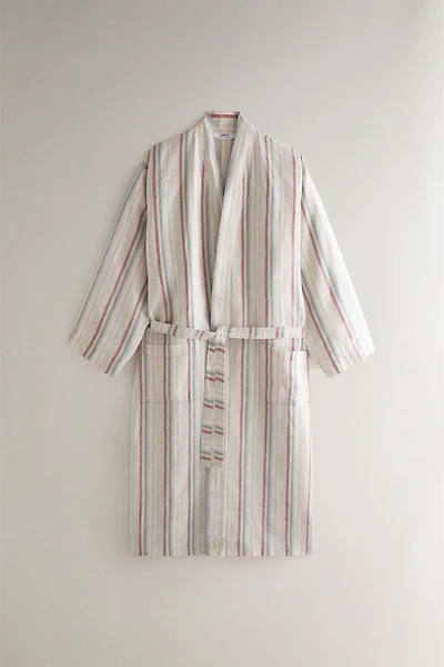 COLORED STRIPED LINEN BATHROBE