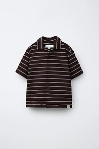 STRIPED WAFFLE SHIRT AND BERMUDA SET