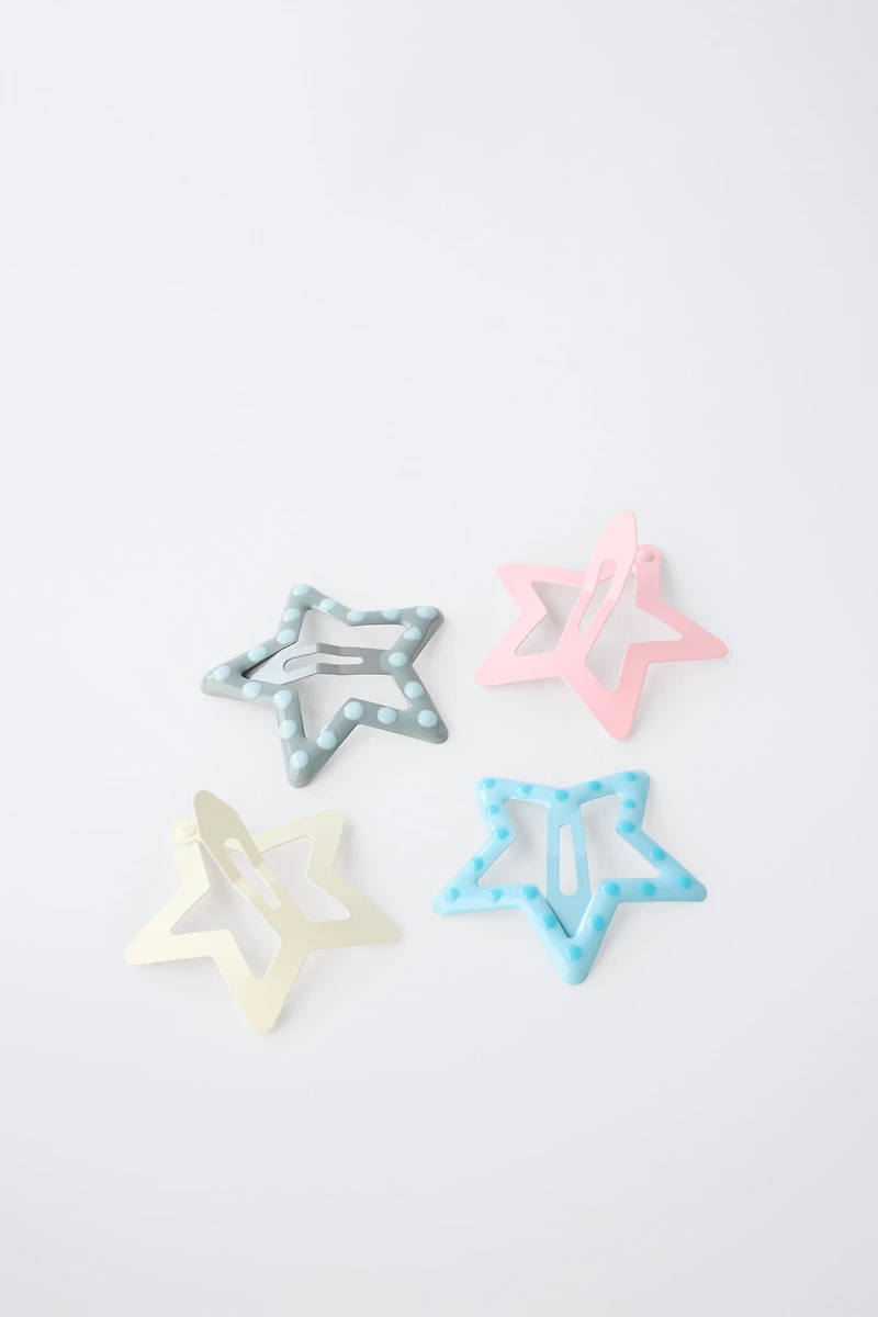 FOUR-PACK OF POLKA DOT STAR HAIR CLIPS