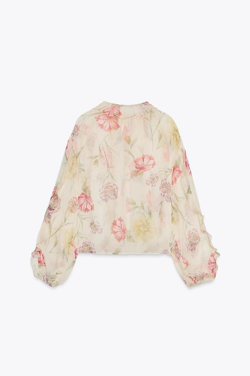 CHEMISE SEMI-TRANSPARENTE À IMPRIMÉ FLORAL