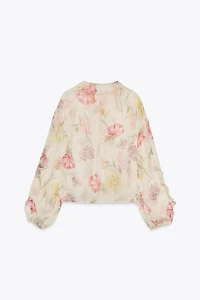 CHEMISE SEMI-TRANSPARENTE À IMPRIMÉ FLORAL