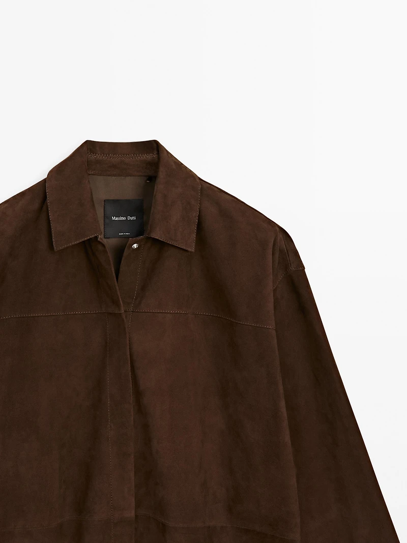 Suede leather overshirt
