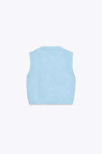 GOLD BUTTON STRUCTURED KNIT VEST TOP
