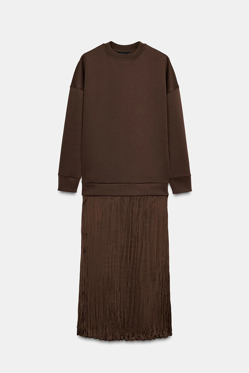 COMBINATION SATIN EFFECT DRESS