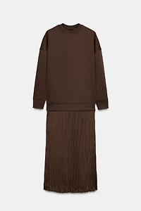 COMBINATION SATIN EFFECT DRESS