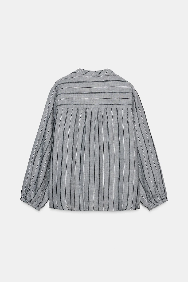 WOVEN STRIPED BLOUSE