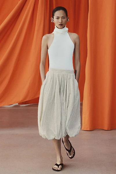 ZW COLLECTION PLAID BALLOON SKIRT