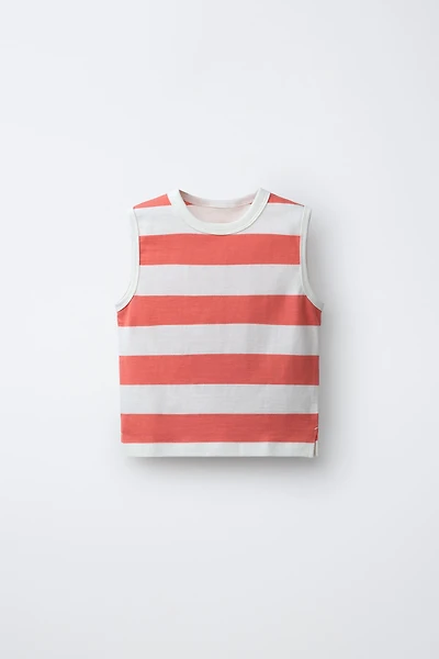 STRIPED SLEEVELESS T-SHIRT