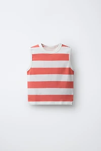 STRIPED SLEEVELESS T-SHIRT