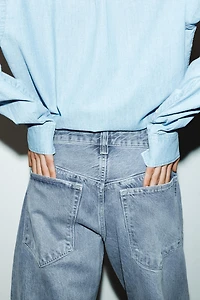 TRF LOW RISE CROPPED JEANS WITH DISPLACED SEAMS