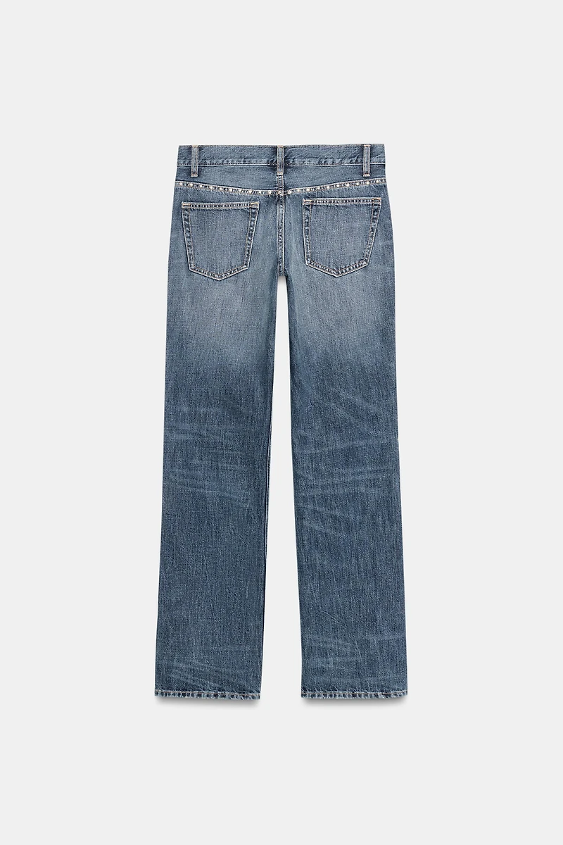 TRF SLUNG LOW-RISE STUDDED JEANS