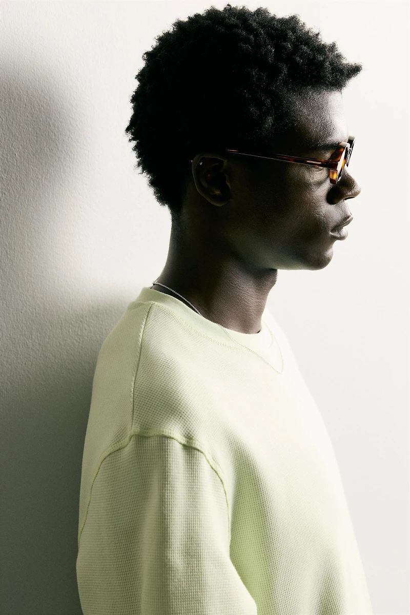 WAFFLE-TEXTURE REGULAR-FIT SWEATSHIRT