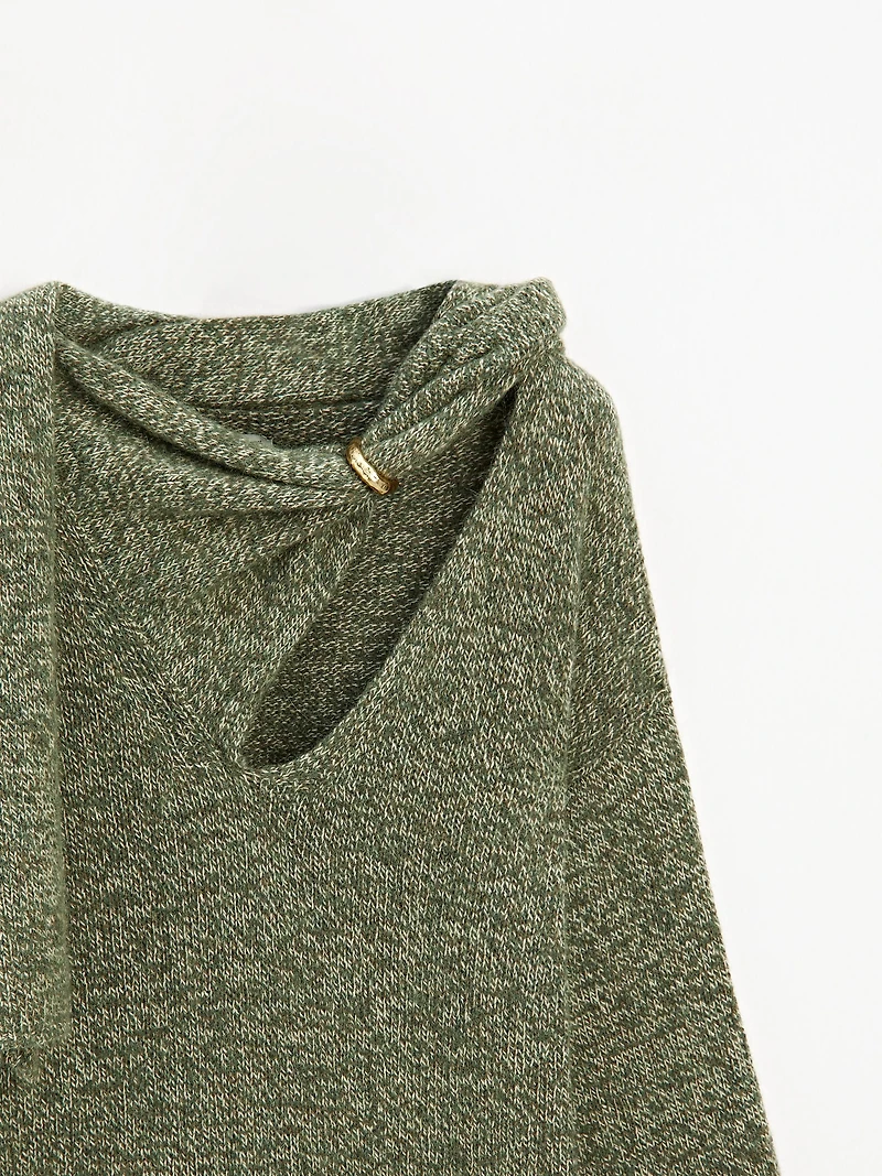 Flecked knit sweater with scarf - STUDIO