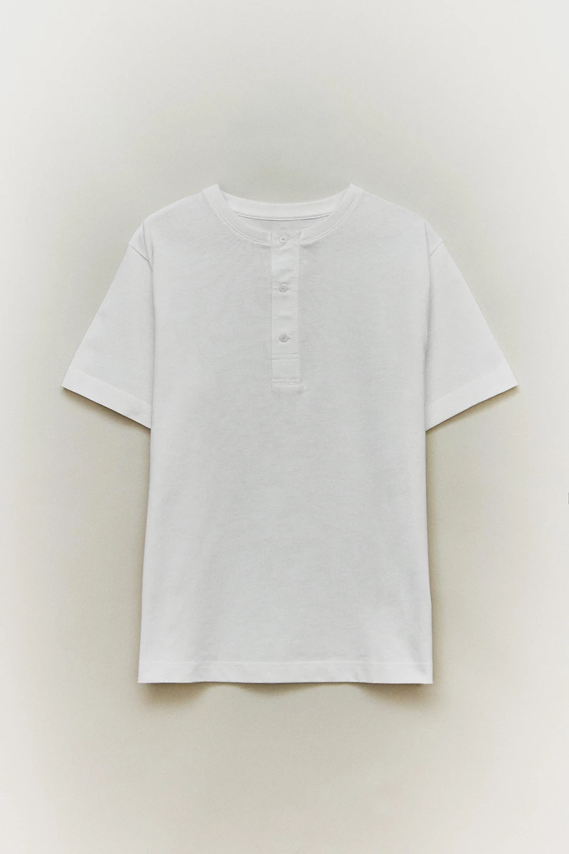 BUTTON-UP COTTON T-SHIRT