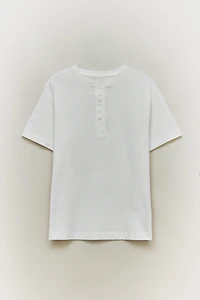 BUTTON-UP COTTON T-SHIRT