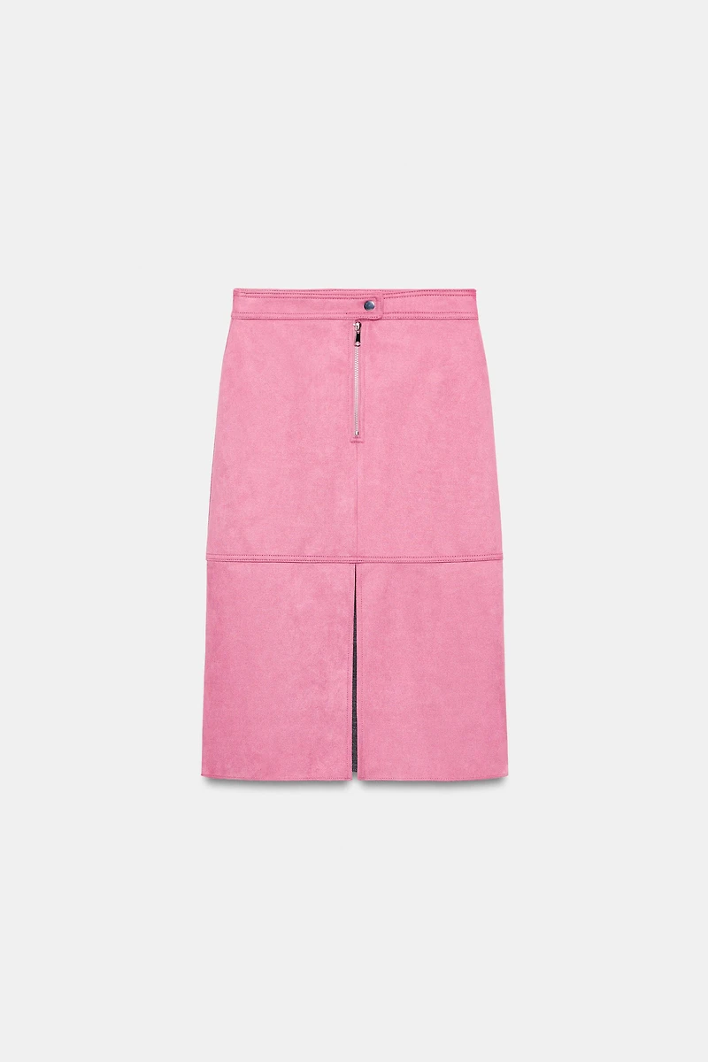 FAUX SUEDE MIDI SKIRT