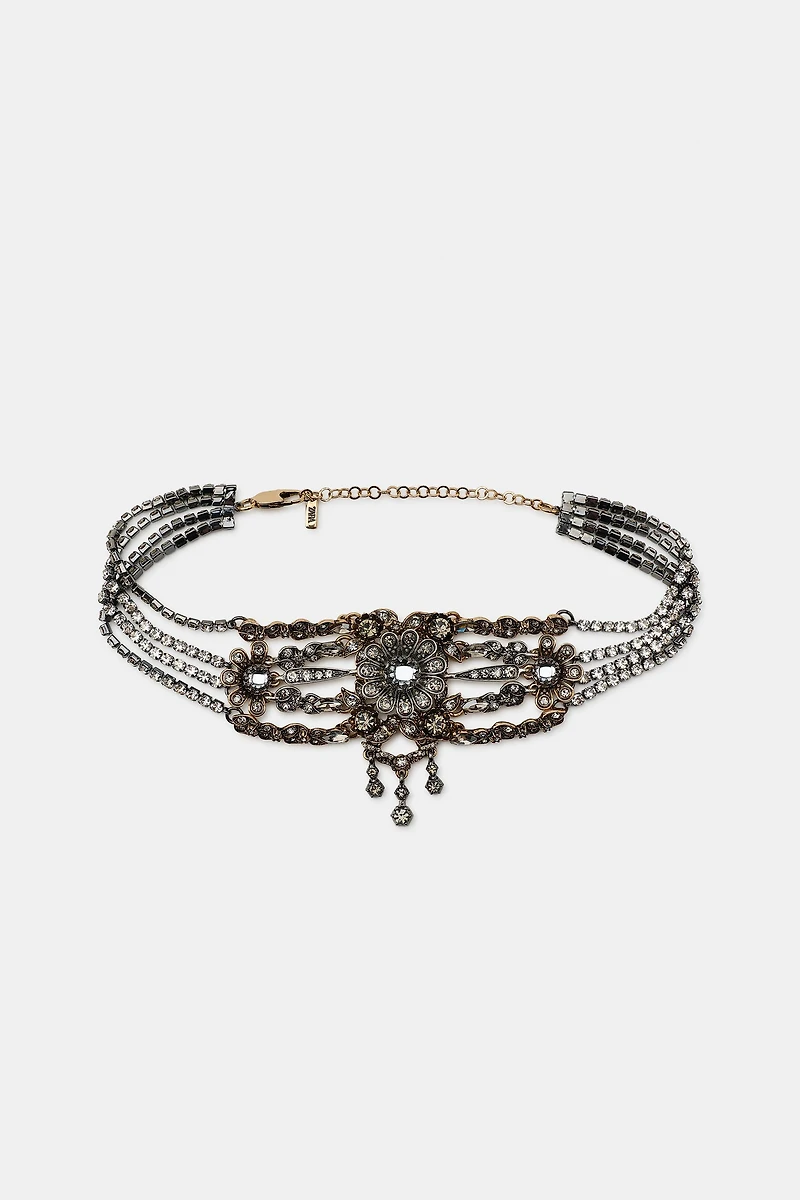 JEWELED FLOWER CHOKER