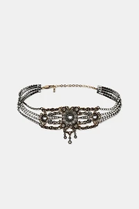 JEWELED FLOWER CHOKER