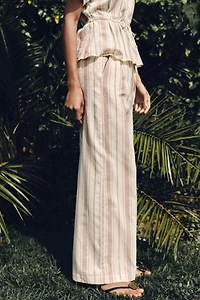 PANTALON LARGE À RAYURES ET FIL MÉTALLISÉ