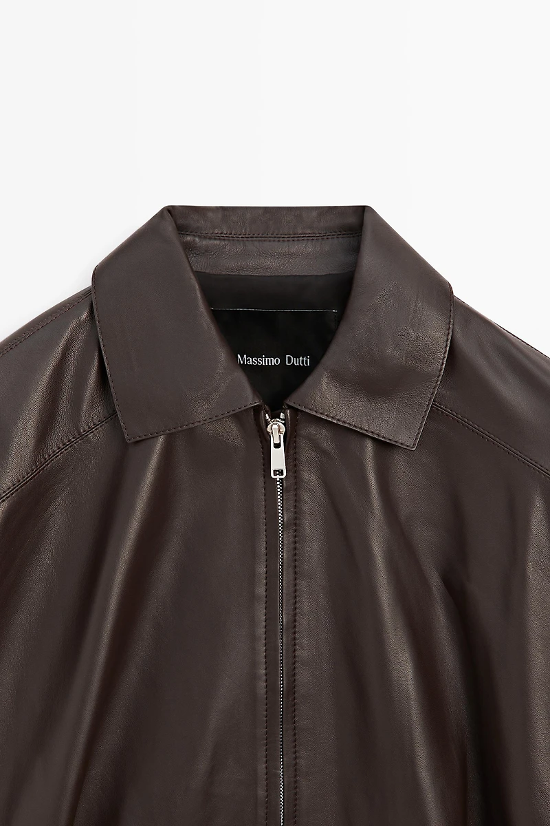 Pleated nappa leather jacket