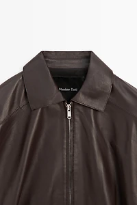 Pleated nappa leather jacket