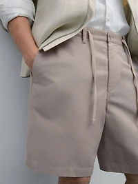 Cotton blend semi-jogger Bermuda shorts