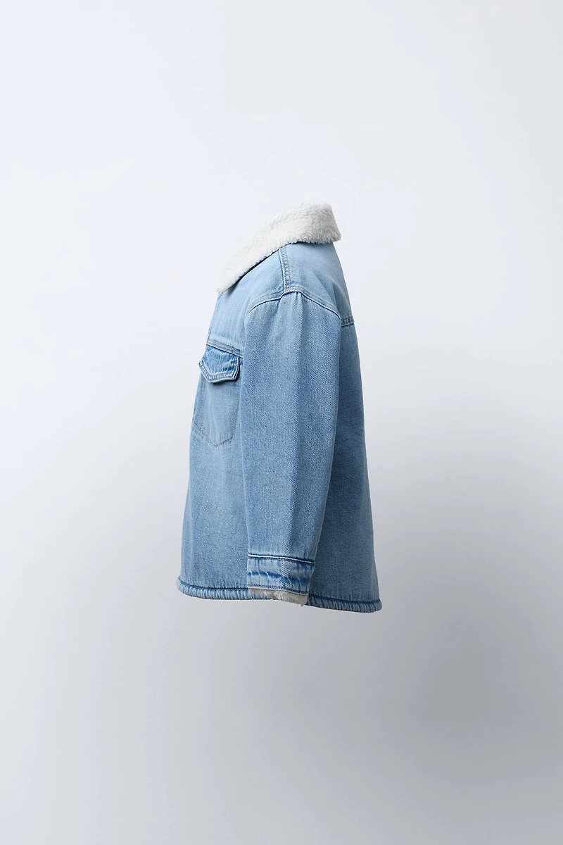SURCHEMISE EN DENIM IMITATION PEAU DE MOUTON