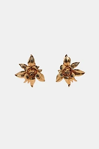 EMBOSSED FLORAL BUTTON EARRINGS