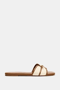 FLAT CANVAS SANDALS WITH BUCKLE