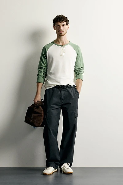 COTTON-LINEN RAGLAN T-SHIRT