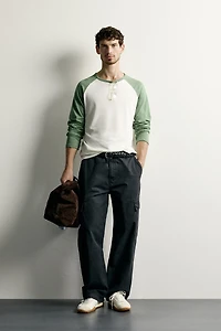 COTTON-LINEN RAGLAN T-SHIRT