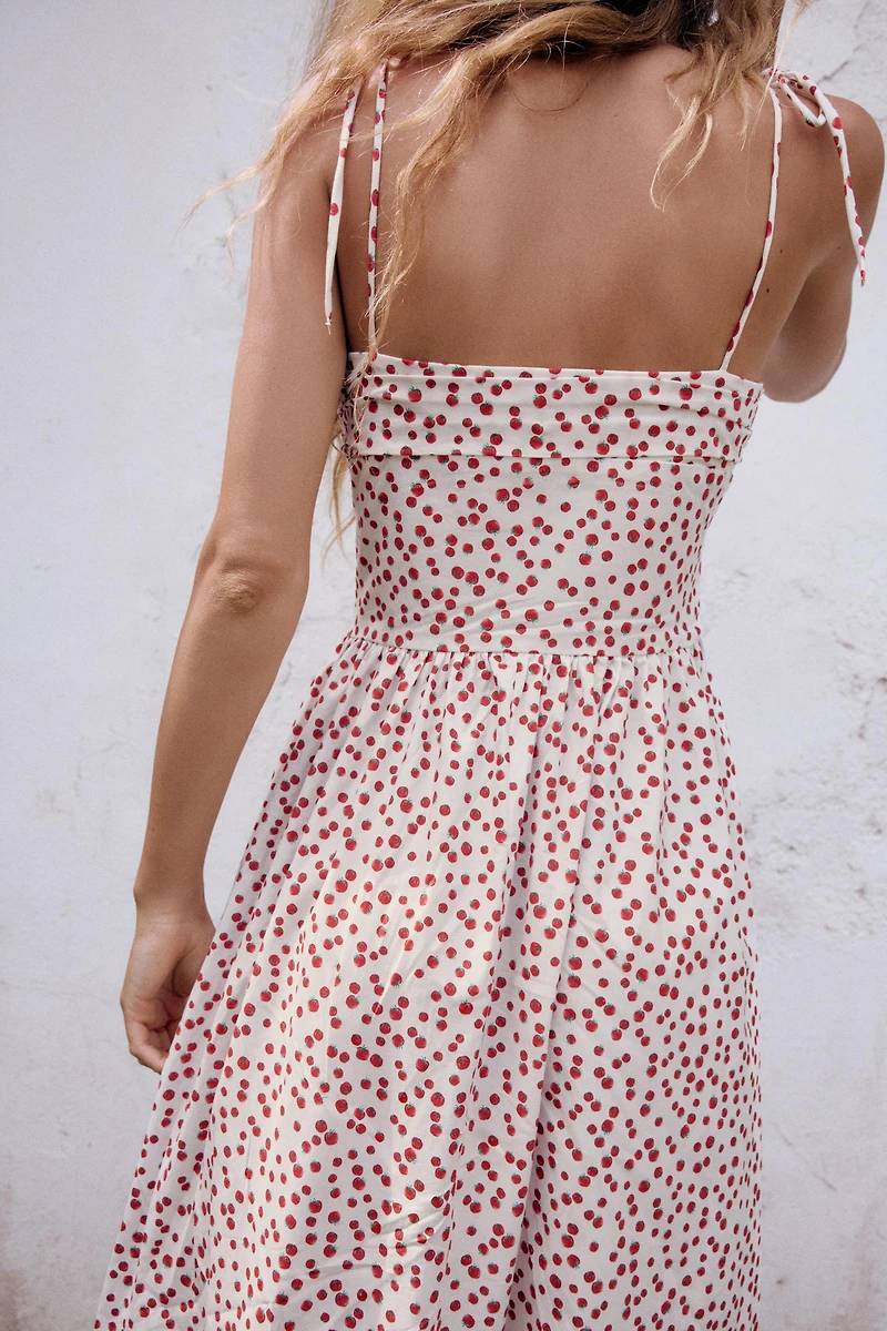PRINTED POPLIN MIDI DRESS