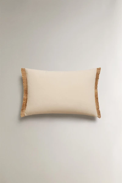 FRINGED JUTE THROW PILLOW COVER